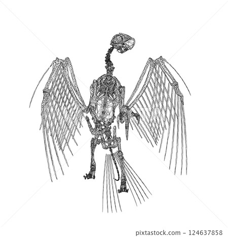 Bird animal skeleton vector illustration isolated on white background, Hand draw skeleton raven. Digital doodle Animal skull bones, skeleton vector silhouette illustration isolated on white background Bird animal skeleton vector illustration isolated on white background, Hand draw skeleton raven. Digital doodle Animal skull bones, skeleton vector silhouette illustration isolated on white background 124637858
