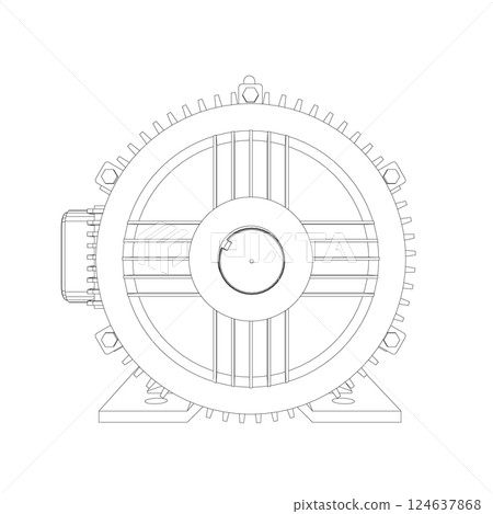Electric motor icon on white background. Outline engine electric power. Electric contour generator motor. Vector color web icon. Creative illustration design, idea for infographics. Electric motor icon on white background. Outline engine electric power. Electric contour generator motor. Vector color web icon. Creative illustration design, idea for infographics. 124637868