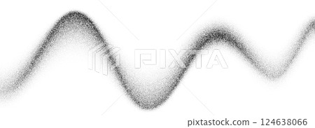 Grain wavy gradient texture. Black stippled flowing grit background. Grunge noise dot work wallpaper for banner, poster, brochure. Vector undulate sand backdrop with speckles, particles, granules Grain wavy gradient texture. Black stippled flowing grit background. Grunge noise dot work wallpaper for banner, poster, brochure. Vector undulate sand backdrop with speckles, particles, granules 124638066