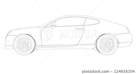 Coloring page vector line art for book and drawing. Black contour sketch illustrate Isolated on white background. High speed drive vehicle. Graphic element. Illustration car. Stroke without fill Coloring page vector line art for book and drawing. Black contour sketch illustrate Isolated on white background. High speed drive vehicle. Graphic element. Illustration car. Stroke without fill 124638104