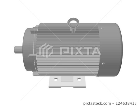 Electric motor rotor. Electric motor polygonal on a white background. 3D. Vector illustration. Industrial Electric Engine. Grey Elements on Repeating Turquoise 124638415