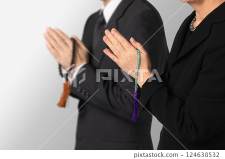 Mourning clothes, praying, funeral, image 124638532