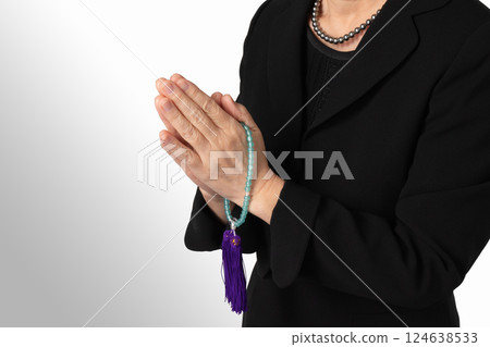 Mourning clothes, praying, funeral, image 124638533