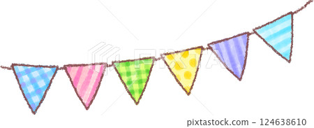 可愛的手繪花環旗幟 可愛的手繪花環旗幟 124638610