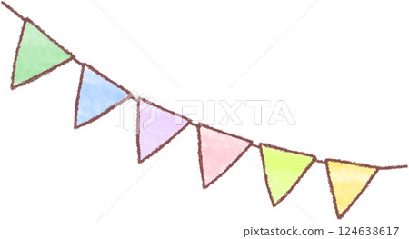 可愛的手繪花環旗幟 可愛的手繪花環旗幟 124638617