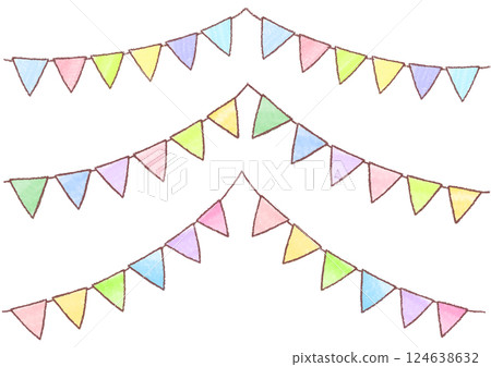 可愛的手繪花環旗幟 可愛的手繪花環旗幟 124638632