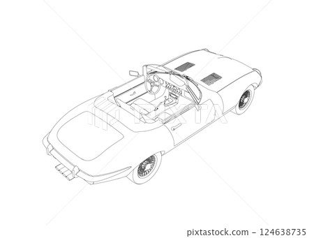 Luxury convertible car. Coloring pages for adults drawing. Line art picture. Car cabriolet with outlines. Vector illustration vehicle. Black contour sketch illustrate Isolated on white background. Luxury convertible car. Coloring pages for adults drawing. Line art picture. Car cabriolet with outlines. Vector illustration vehicle. Black contour sketch illustrate Isolated on white background. 124638735