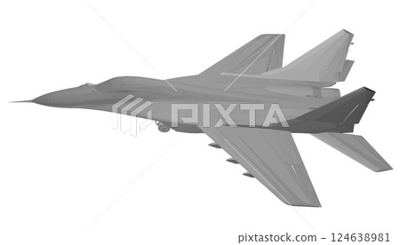Military fighter jet polygonal. Vector art illustration of polygonal airplane. Modern war aircraft. Supersonic speed. 3D. Military fighter jet polygonal. Vector art illustration of polygonal airplane. Modern war aircraft. Supersonic speed. 3D. 124638981