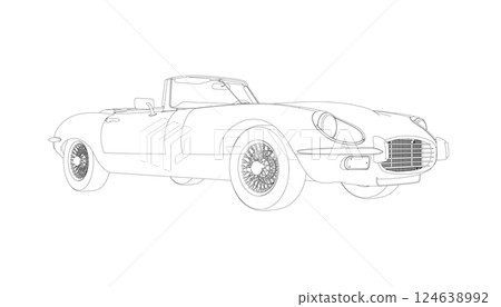 Luxury convertible car. Coloring pages for adults drawing. Line art picture. Car cabriolet with outlines. Vector illustration vehicle. Black contour sketch illustrate Isolated on white background. Luxury convertible car. Coloring pages for adults drawing. Line art picture. Car cabriolet with outlines. Vector illustration vehicle. Black contour sketch illustrate Isolated on white background. 124638992