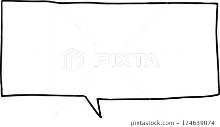 Hand-drawn monochrome speech bubble (square, white) 124639074