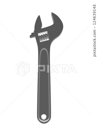 Vector illustration of adjustable wrench. Repair tools icon isolated on white background. Vector illustration. 3D. 124639148