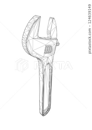 Vector illustration of adjustable wrench. Repair tools icon isolated on white background. Vector illustration. Vector illustration of adjustable wrench. Repair tools icon isolated on white background. Vector illustration. 124639149