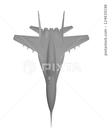 Military fighter jet polygonal. Vector art illustration of polygonal airplane. Modern war aircraft. Supersonic speed. 3D. 124639196