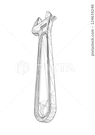 Vector illustration of adjustable wrench. Repair tools icon isolated on white background. Vector illustration. Vector illustration of adjustable wrench. Repair tools icon isolated on white background. Vector illustration. 124639246