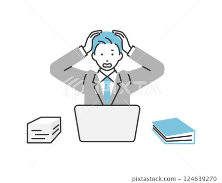 一位商人因工作上的麻煩而垂頭喪氣 124639270