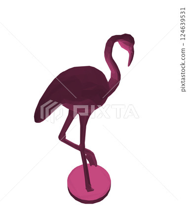 Polygonal flamingo vector illustration isolated on white background. Exotic tropical bird. Zoo animal collection. Cute cartoon character. Decoration element. 3D design. White background. Isolated. 124639531