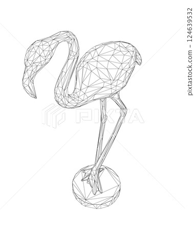 Wireframe flamingo vector illustration isolated on white background. Exotic tropical bird. Zoo animal collection. Cute cartoon character. Decoration element. 3D design. White background. Isolated. Wireframe flamingo vector illustration isolated on white background. Exotic tropical bird. Zoo animal collection. Cute cartoon character. Decoration element. 3D design. White background. Isolated. 124639532