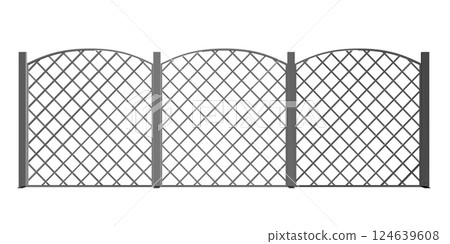 Contour Chain link fence. Metal Wire Fence. Outline Wire grid construction. Creative vector illustration of chain link fence wire mesh steel metal. Contour Chain link fence. Metal Wire Fence. Outline Wire grid construction. Creative vector illustration of chain link fence wire mesh steel metal. 124639608