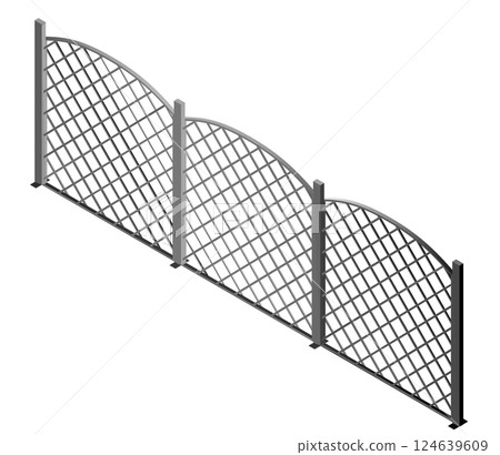 Contour Chain link fence. Metal Wire Fence. Outline Wire grid construction. Creative vector illustration of chain link fence wire mesh steel metal. Contour Chain link fence. Metal Wire Fence. Outline Wire grid construction. Creative vector illustration of chain link fence wire mesh steel metal. 124639609