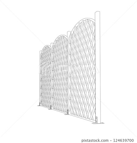 Contour Chain link fence. Metal Wire Fence. Outline Wire grid construction. Creative vector illustration of chain link fence wire mesh steel metal. Contour Chain link fence. Metal Wire Fence. Outline Wire grid construction. Creative vector illustration of chain link fence wire mesh steel metal. 124639700