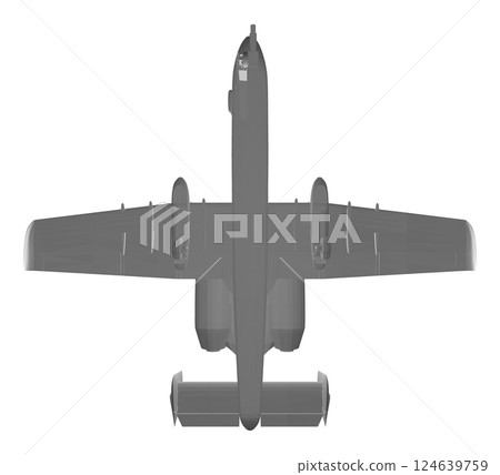 Polygonal Combat aircraft in isolate on a white background. Modern combat aircraft. Stylized image of a fighter jet on a white background. Vector image for prints, poster and illustrations. 3D. 124639759