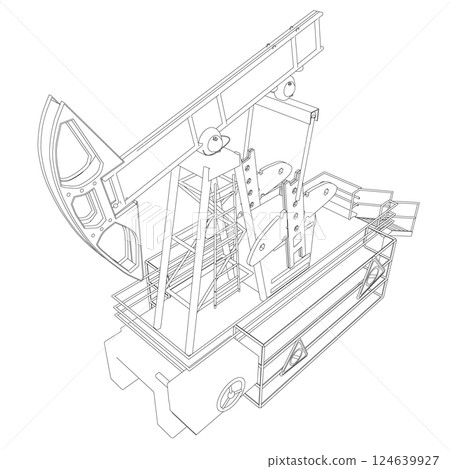 Outline Oil pump icon. Oil pump symbol. Vector illustration. Oil pumpjack icon in cartoon style isolated on white background. Oil industry symbol stock vector illustration. Outline Oil pump icon. Oil pump symbol. Vector illustration. Oil pumpjack icon in cartoon style isolated on white background. Oil industry symbol stock vector illustration. 124639927