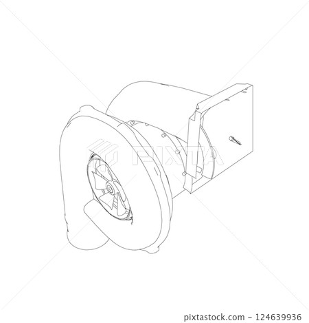 Steam turbine rotor operation. Vector illustration. Automotive turbine outline 124639936