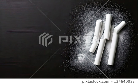 AI image: White chalk and blackboard 124640052