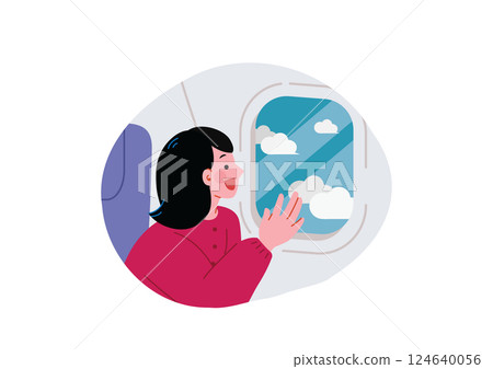 從飛機窗口望出去的女人 124640056