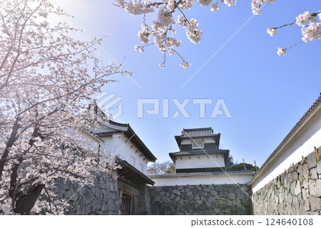 福岡市中央區福岡城、下橋禦門、潮見塔、舞鶴公園的春天 124640108