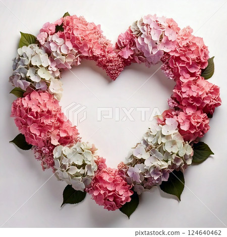 繡球花心型花環框架 繡球花心型花環框架 124640462