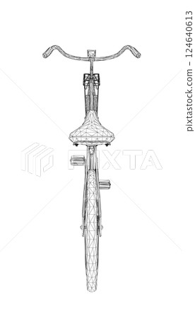 Wireframe vintage bicycle, vector. Black and white retro bicycle. 3D 124640613
