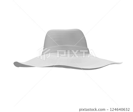 Polygonal summer hat. Vector illustration. Beach sun protection hat. Female beach hat, isolated vector illustration. 3D Polygonal summer hat. Vector illustration. Beach sun protection hat. Female beach hat, isolated vector illustration. 3D 124640632