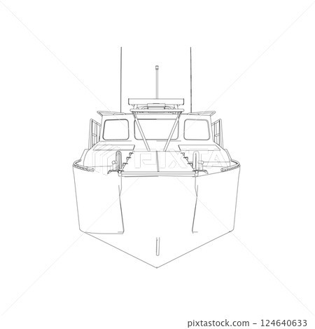 Warship icon outline. Military ships and naval vessels. isolated vector images. Military ship outline vector. Military vehicle template vector isolated on white. 124640633