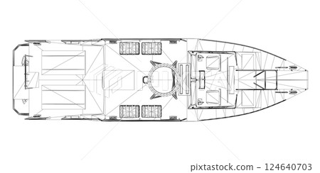 Warship icon wireframe. Military ships and naval vessels. isolated vector images. Military ship wireframe vector. Military vehicle template vector isolated on white. 3D. 124640703