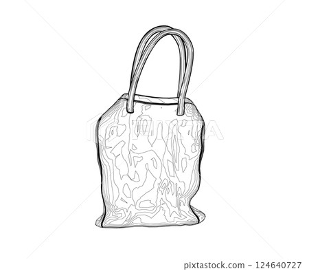 Contour bag vector illustration. Ladies fashion bag. Shopping bag icon. 124640727