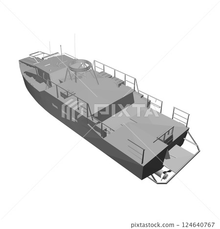 Warship icon gray polygonal. Military ships and naval vessels. isolated vector images. Military ship polygonal vector. Military vehicle template vector isolated on white. 3D. 124640767