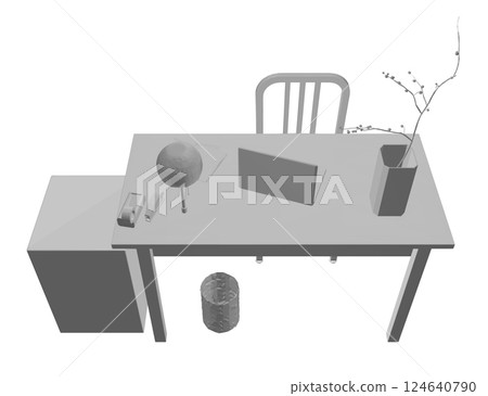 Empty Workplace gray polygonal, Desk Chair Computer Workspace Office No People. Office workplace 3D design. Creative workplace modern open space empty nobody office interior contemporary. 3D Empty Workplace gray polygonal, Desk Chair Computer Workspace Office No People. Office workplace 3D design. Creative workplace modern open space empty nobody office interior contemporary. 3D 124640790