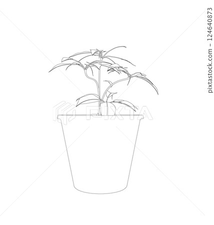 Plant in flower pot outline. Line, solid and filled outline version, outline and filled vector sign. Home plant symbol. Flowers in pots painted black line on a white background. Vector drawing lines Plant in flower pot outline. Line, solid and filled outline version, outline and filled vector sign. Home plant symbol. Flowers in pots painted black line on a white background. Vector drawing lines 124640873