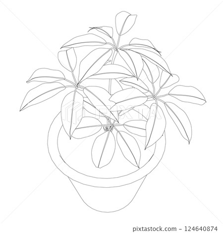Plant in flower pot outline. Line, solid and filled outline version, outline and filled vector sign. Home plant symbol. Flowers in pots painted black line on a white background. Vector drawing lines Plant in flower pot outline. Line, solid and filled outline version, outline and filled vector sign. Home plant symbol. Flowers in pots painted black line on a white background. Vector drawing lines 124640874