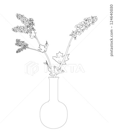 Outline of Flowers line drawing vector art in a vase for decoration. Line flower bouquets in vases, vector illustration Outline of Flowers line drawing vector art in a vase for decoration. Line flower bouquets in vases, vector illustration 124640880