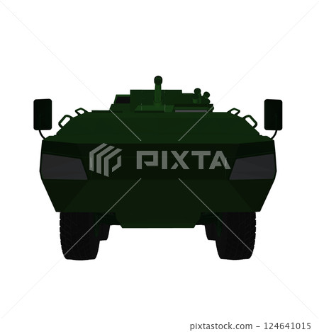 Green polygonal Armored troop carrier. Military machinery drawing vector illustration. BTR 3D 124641015