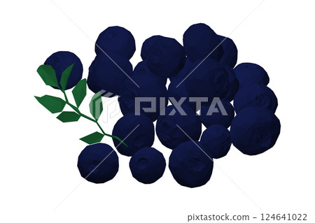 Polygonal blue Vector Blueberry art. Berries and green leaves. Isolated polygonal blueberry illustration element. Vector raw blueberry. Ripe fruits full of nutrition and vitamins. 3D Polygonal blue Vector Blueberry art. Berries and green leaves. Isolated polygonal blueberry illustration element. Vector raw blueberry. Ripe fruits full of nutrition and vitamins. 3D 124641022
