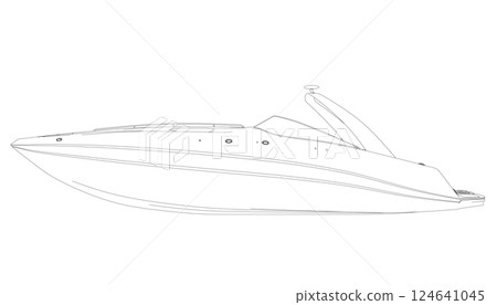 Outline Speedboat isolated vector illustration. Luxury and expensive boat 124641045