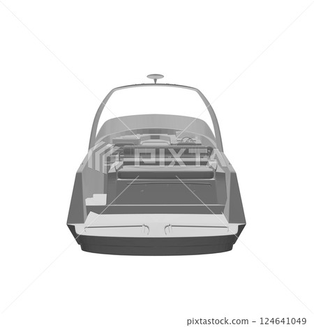 Polygonal gray Speedboat isolated vector illustration. Luxury and expensive boat. 3D 124641049