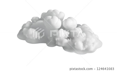 Clean isolated white cloud on transparent background high-quality 3D rendering PNG Clean isolated white cloud on transparent background high-quality 3D rendering PNG 124641083