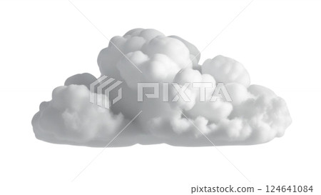 Clean isolated white cloud on transparent background high-quality 3D rendering PNG Clean isolated white cloud on transparent background high-quality 3D rendering PNG 124641084