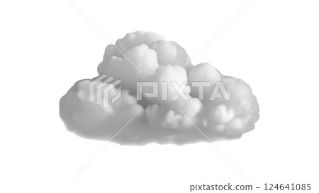 Clean isolated white cloud on transparent background high-quality 3D rendering PNG 124641085
