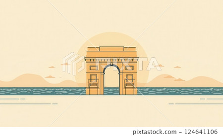 Gateway of India Mumbai landmark with clear sky and space for text 124641106