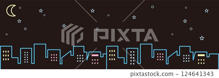 Banner, advertisement, night view, building, city, building, silhouette, pop, background, frame, wallpaper, illustration material 124641343